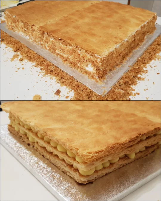 Foto 2 di 2 della creazione «Millefoglie con crema pasticcera e ganache al cioccolato»